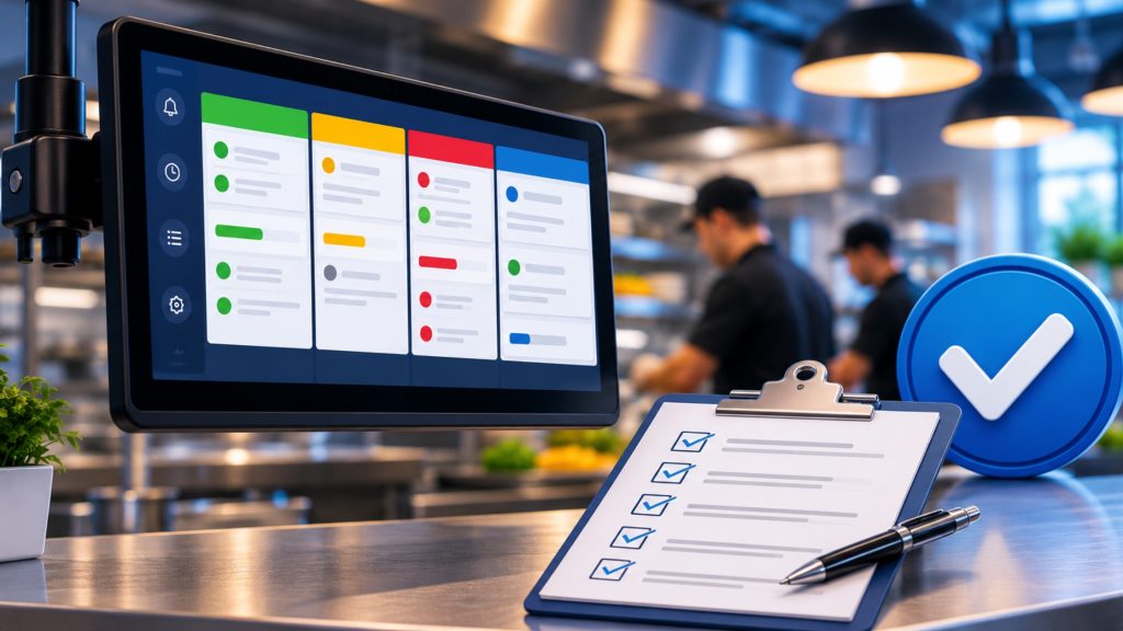 KDS rollout checklist in kitchen